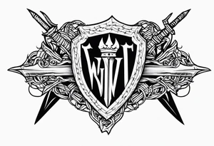 Valhalla fire sword shield barbed wire tattoo idea