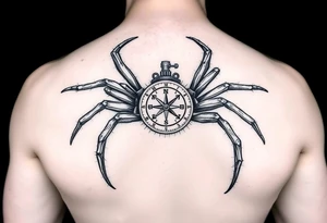 Spider carrying a compass tattoo idea