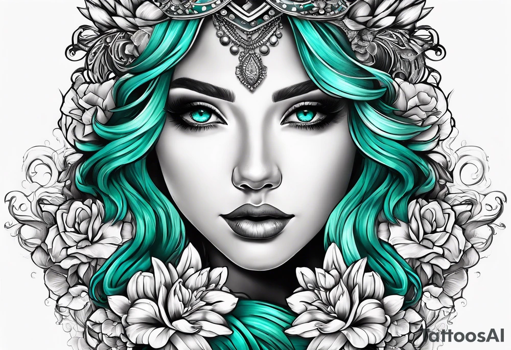 The name Drew with teal tattoo idea