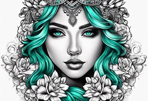 The name Drew with teal tattoo idea