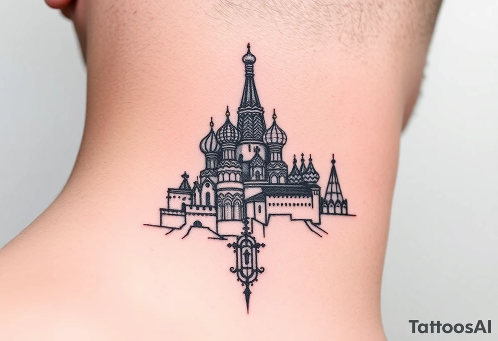 The Kremlin or St. Basil's Cathedral scene tattoo idea