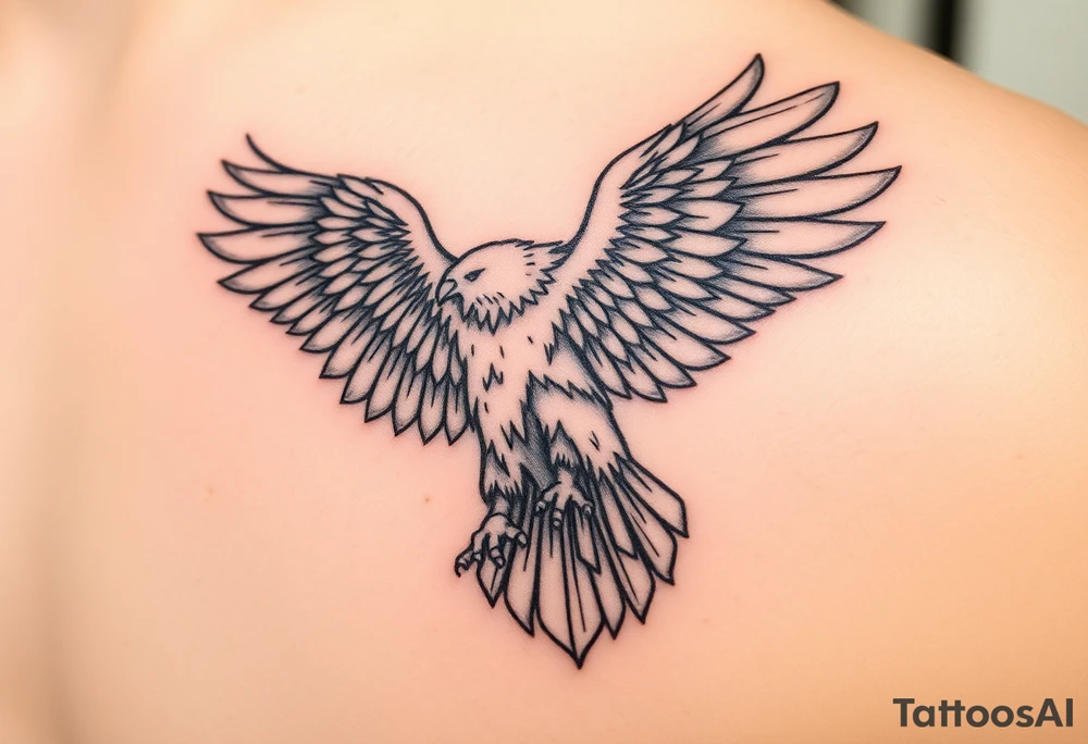 A detailed black-and-gray eagle with intricately shaded feathers, symbolizing strength and wisdom tattoo idea A detailed black-and-gray eagle with intricately shaded feathers, symbolizing strength and wisdom tattoo idea
