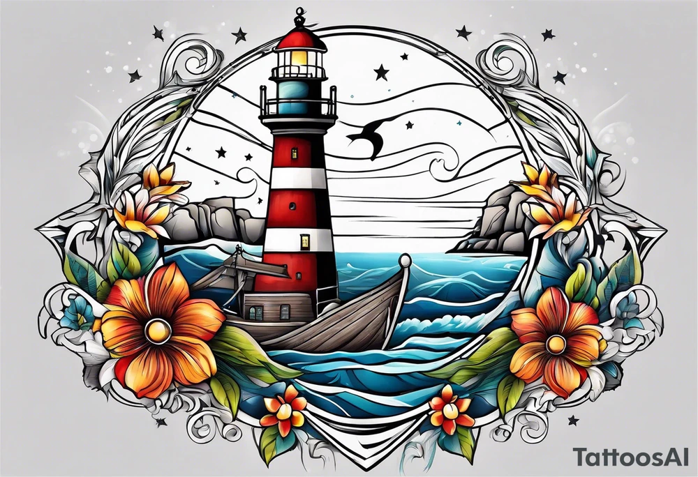 Flowers 
Anchors 
Muscle mustang 
Ocean
Stars 
Lighthouse tattoo idea