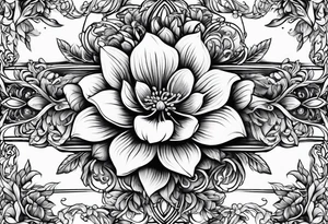 sword
sword true flower 
fine line
gentle
thin lines
floral design tattoo idea