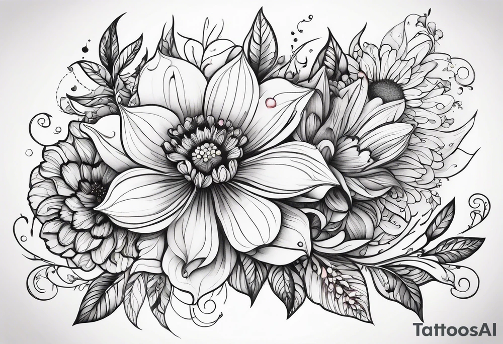 ornaments of flowers tattoo idea