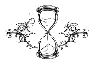 antique hourglass with day and night in the background tattoo idea