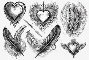 heart and feather on scales tattoo idea