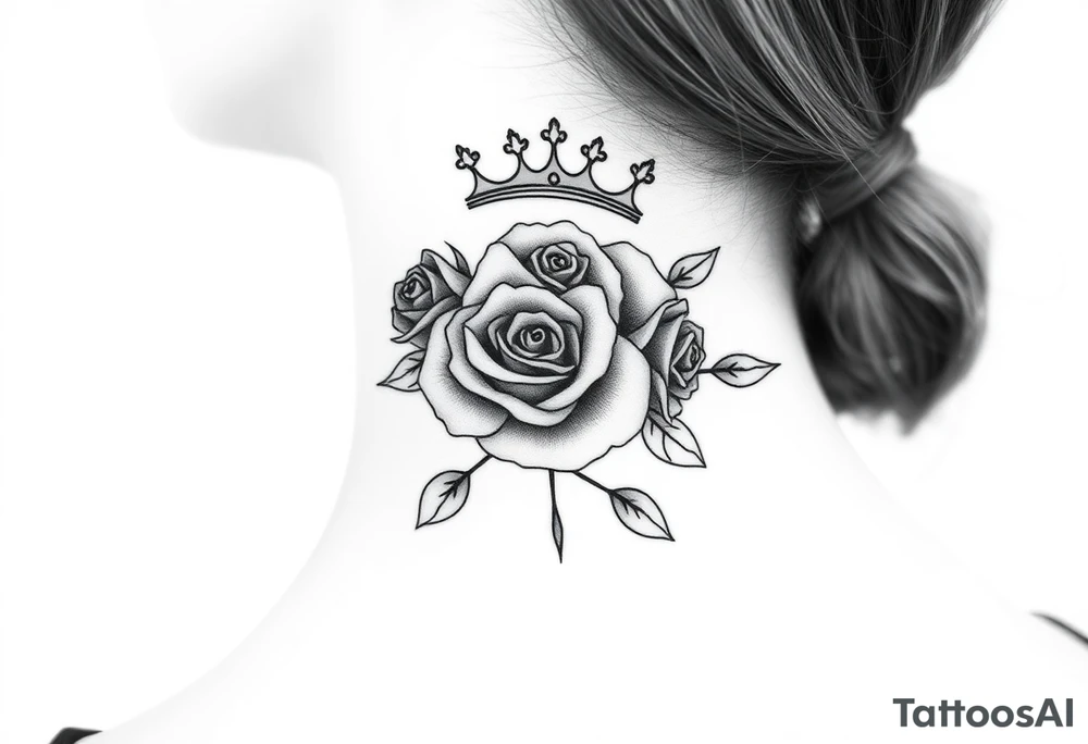 Roses with a crown tattoo idea