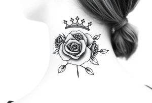 Roses with a crown tattoo idea