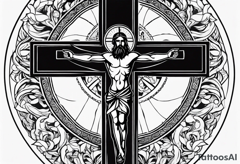 simple religious cross, man of the family tattoo idea