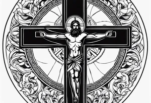 simple religious cross, man of the family tattoo idea
