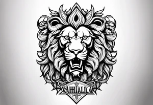 Valhalla sword shield lion dragon tattoo idea