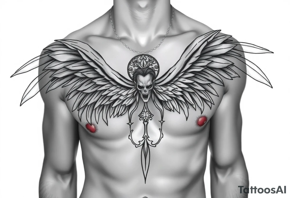 Full body of fallen angel Dante Mikha'el tattoo idea