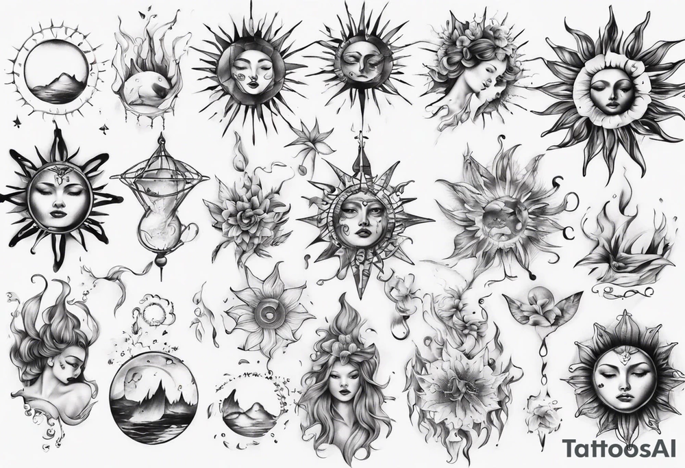 Wasser Nymphe Sonne tattoo idea