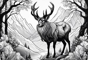 Leshy riding mouflon tattoo idea