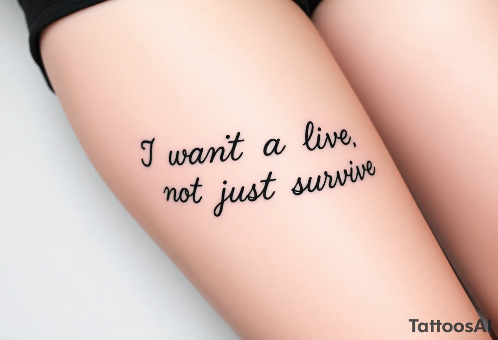 I wan't to live, not just survive in cursive tattoo idea