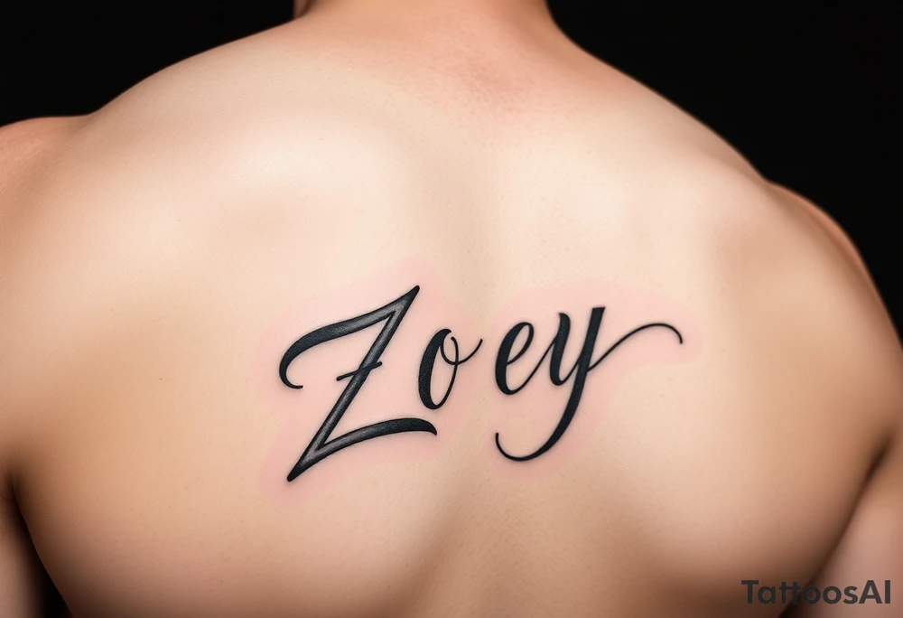 Arm tattoo for men with the name Zoey tattoo idea