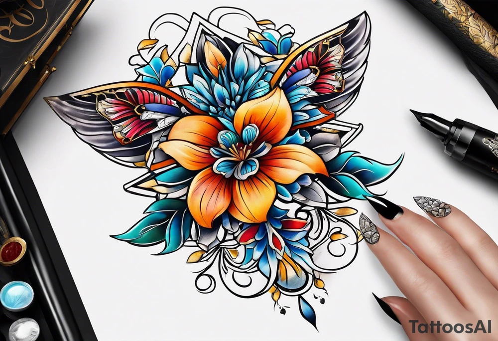 Amuleto con flor tattoo idea