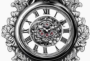 pocket watch on back hand tattoo idea