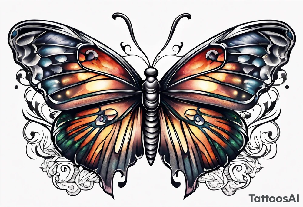 Half butterfly with one Angel wing tattoo idea