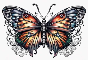 Half butterfly with one Angel wing tattoo idea
