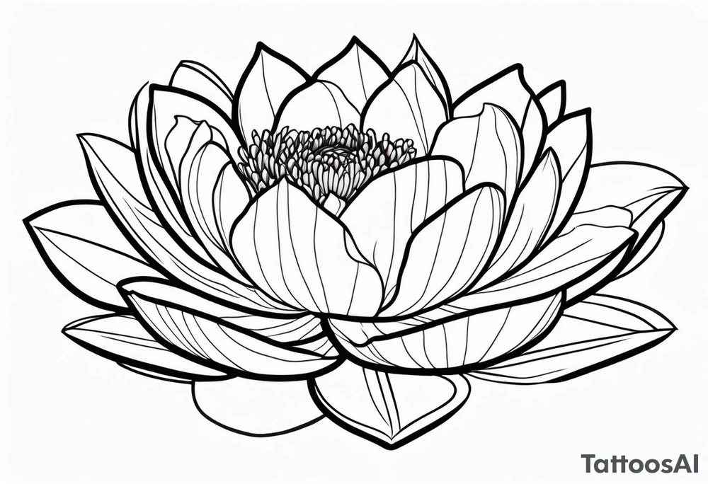 stamp outline with a peony and waterlily intertwined inside tattoo idea