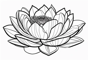 stamp outline with a peony and waterlily intertwined inside tattoo idea