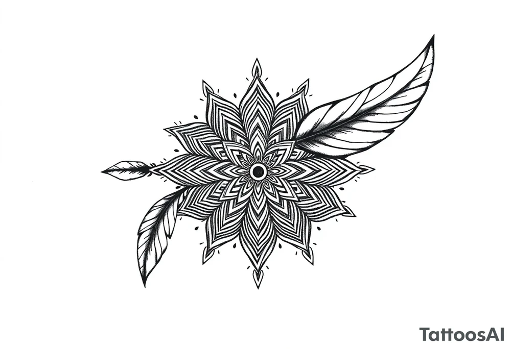 spiritual feather indian mandala shaman tattoo idea