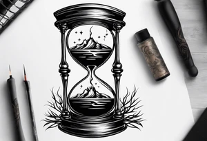 tattoo of roots wrapped around a hour glass tattoo idea