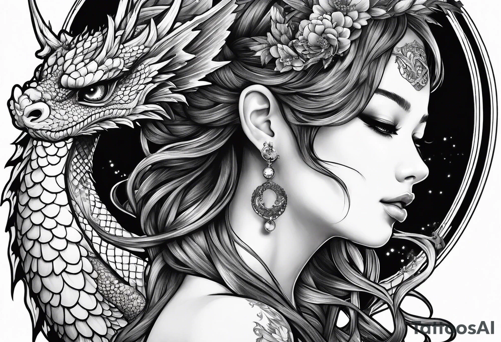 complete fairy nymph with dragon tattoo idea