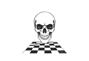 skull with checkered floor tattoo idea