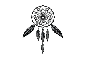 dreamcatcher, with feathers, authentic tattoo idea