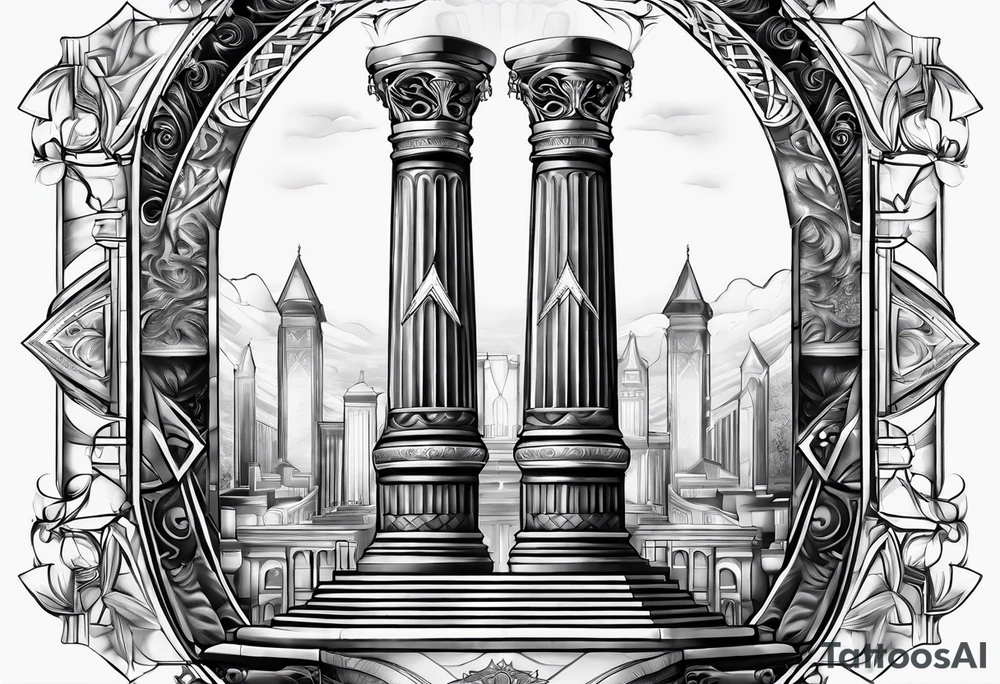 Masonic pillar background tattoo idea