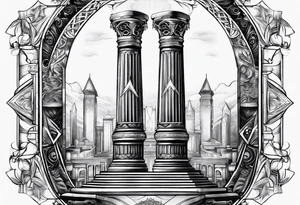Masonic pillar background tattoo idea
