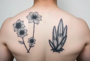 Birth flower for June July December for my kids and a cactus to represent sober dry journey tattoo idea