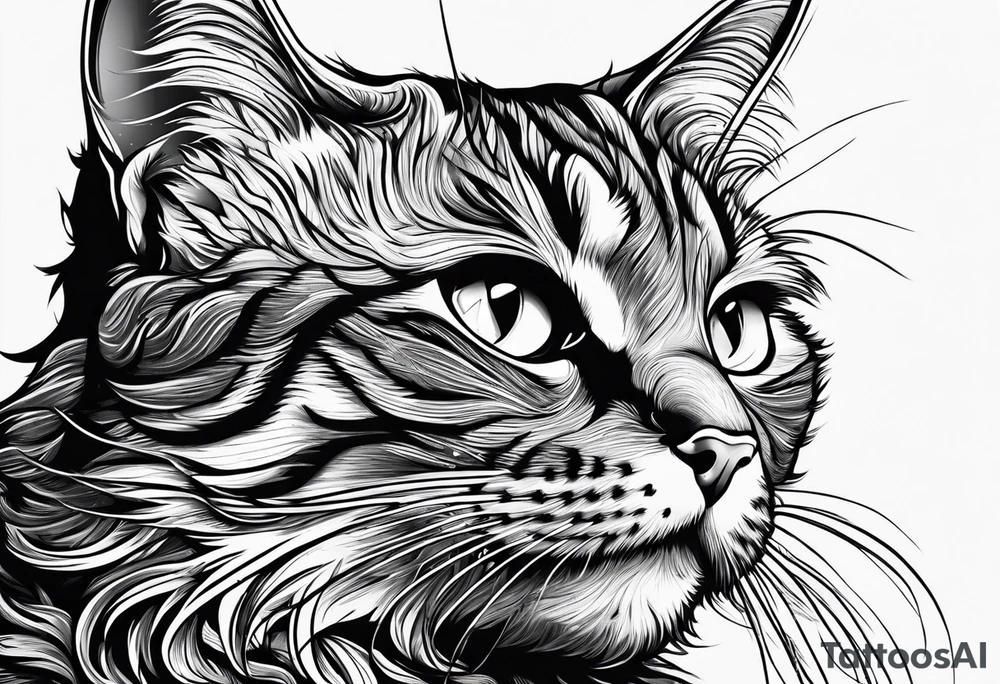 cat smoking a cigarette tattoo idea