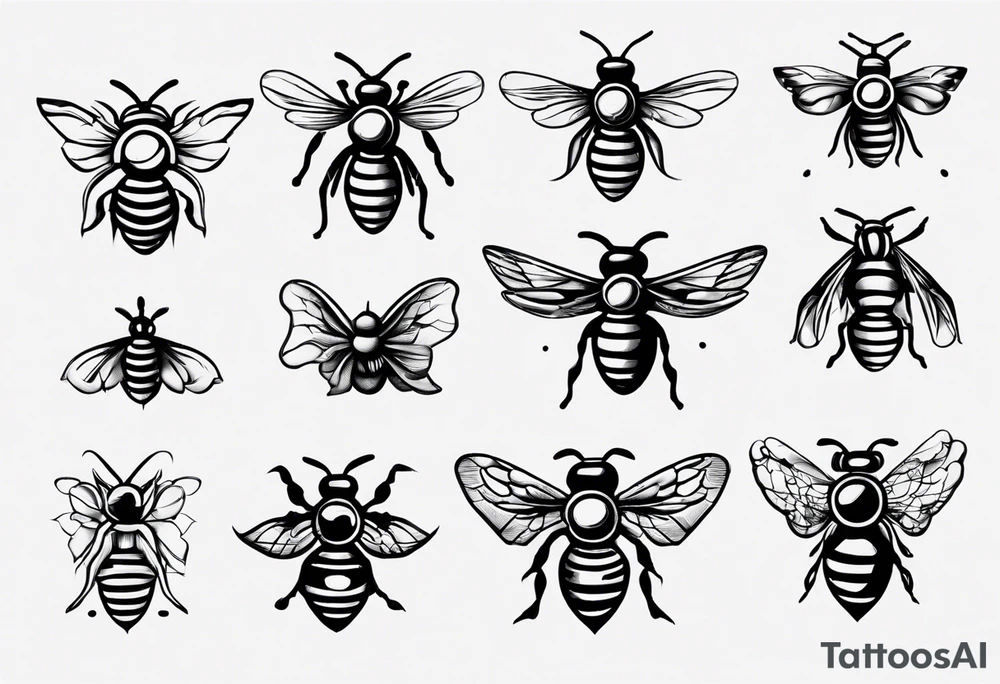 comic Biene in der seiten ansicht tattoo idea