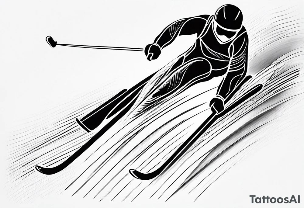 Skier in motion, fine line, more abstract tattoo idea