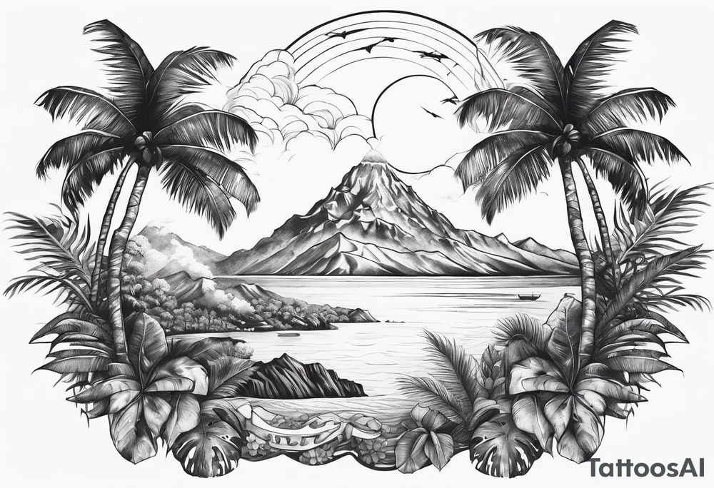 island background tattoo idea