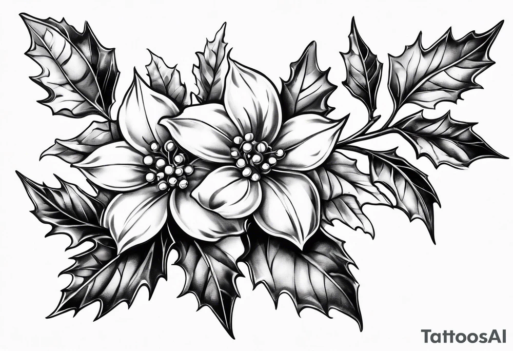 holly flower stem tattoo idea