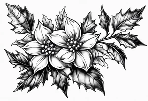 holly flower stem tattoo idea