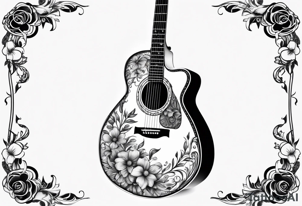 Guitar with flowers growing off the side tattoo idea