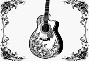 Guitar with flowers growing off the side tattoo idea