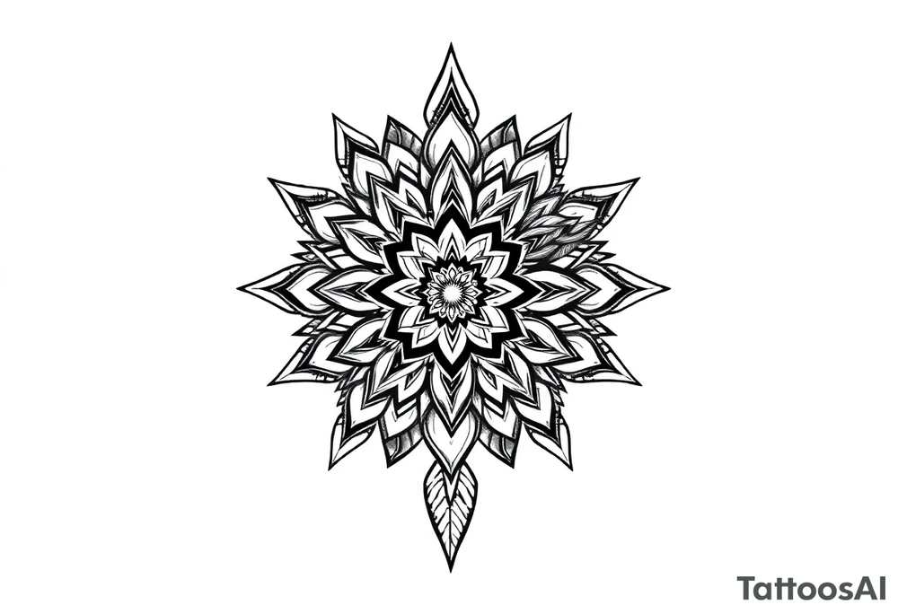 spiritual feather indian mandala shaman tattoo idea