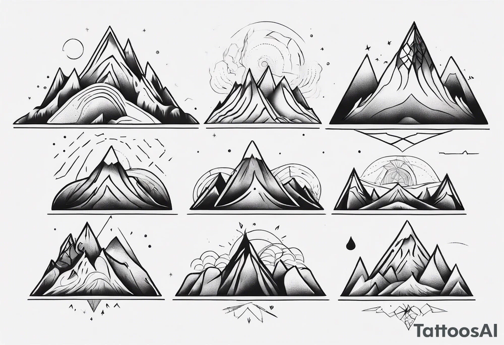 line art mountains tattoo idea