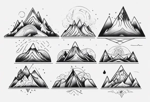 line art mountains tattoo idea