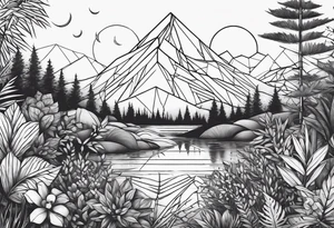 geometric dense vegetation tattoo idea