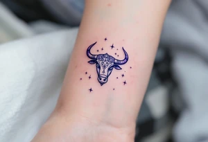 Under a lilac twilight, Taurus rises strong and steady, its constellation a symbol of patience. tattoo idea