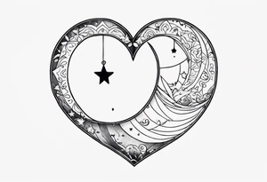 Crescent moon with a love heart inside it tattoo idea