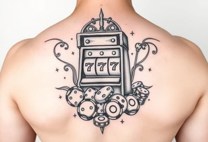 Slot machine and dice and money and poker chips tattoo tattoo idea